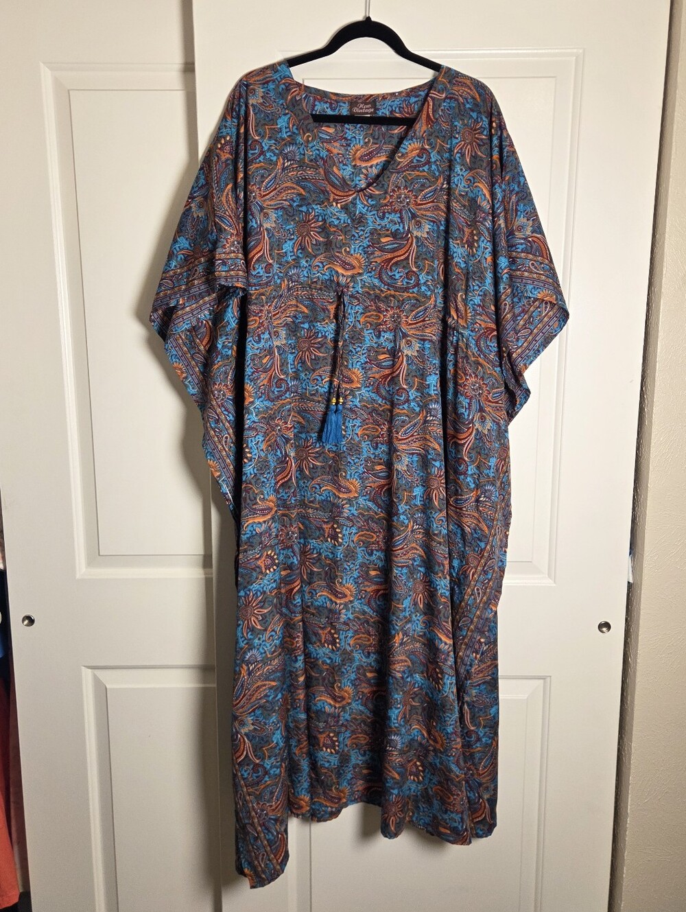 Caftan Kaftan Long Maxi Boho Gypsy Cover up MUUMUU Women's One Size Blue Paisley